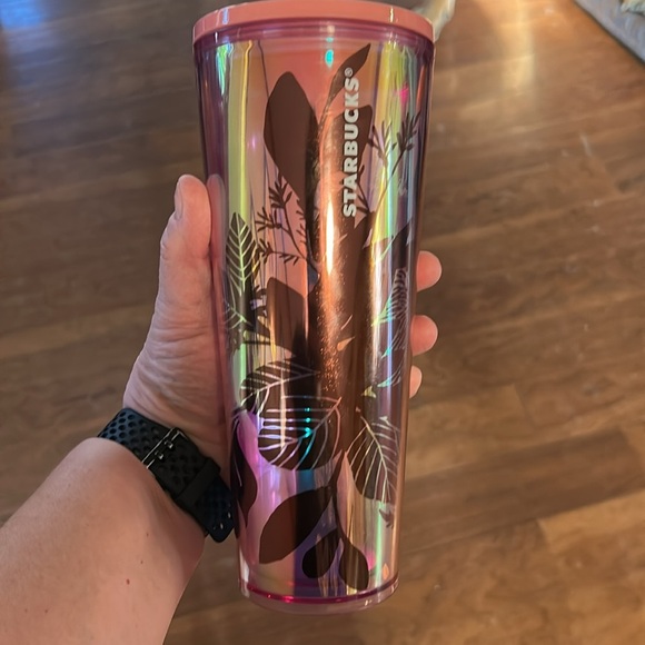 Starbucks Mothers 🌺 Day 2022 Pink Dichroic Cactus Floral Cold Cup Tumbler - Picture 3 of 5